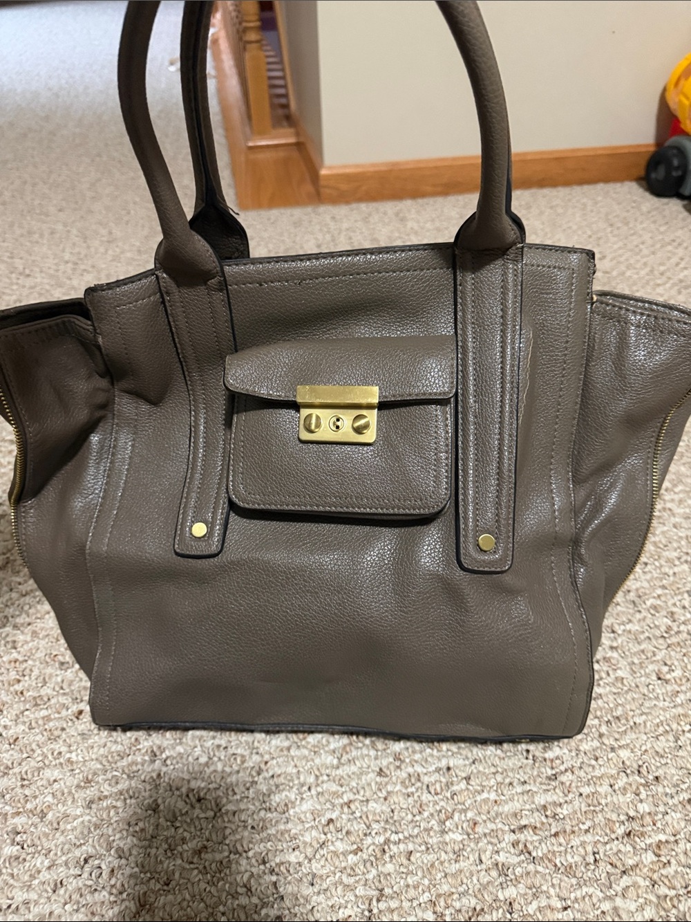 3.1 Phillip Lim for Target Taupe Leather Satchel with Gold Hardware